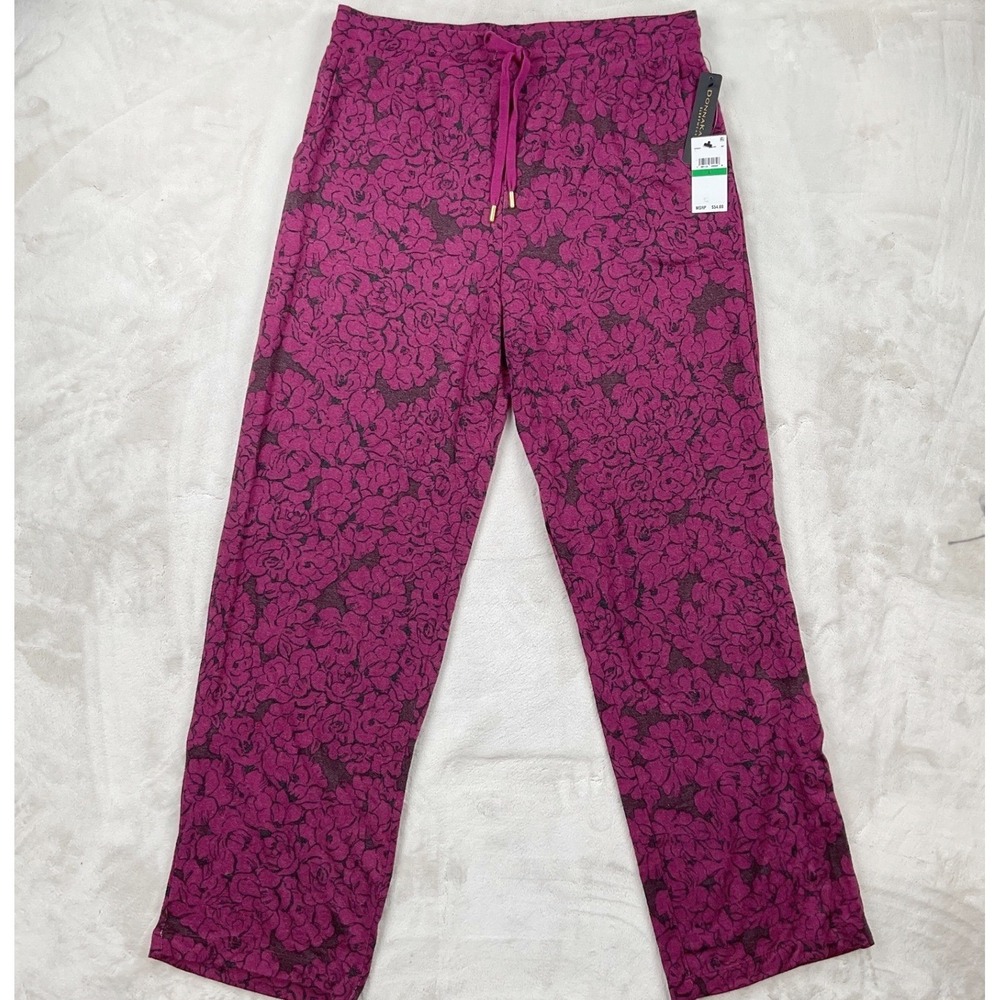 Donna Karan Sleepwear Womens Large Wine Floral Pajama Pants NWT D70026